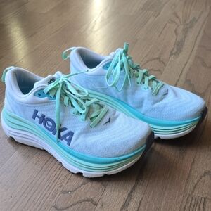 Hoka Gaviota 5 White, Mint and Aqua Athletic Shoes Size 8